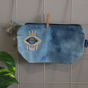 Petite pochette jean zip tie and dye