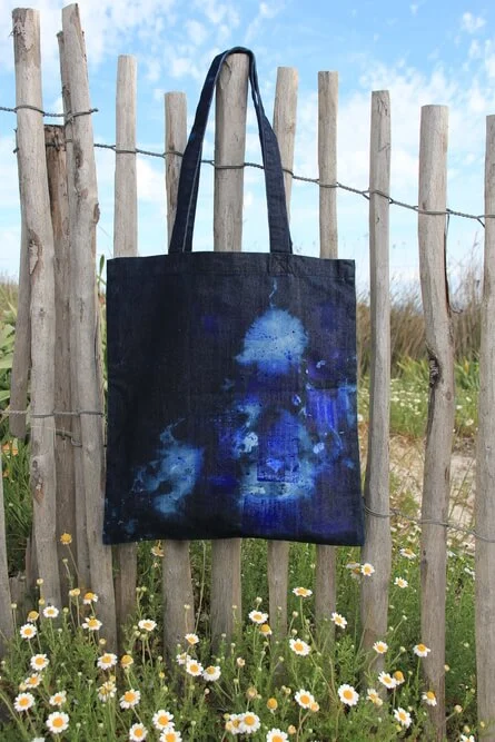Tote bag jean tie and dye peint