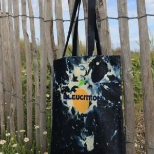 Tote bag jean brut tie and dye logo