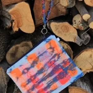 Pochette jean peinture rose et orange